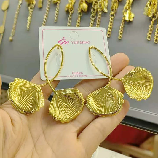 Elegant Earrings For Women Ginkgo Leaf Metal Long Geometric Ear Accessories Holiday Birthday Party Gift Fashion Jewelry