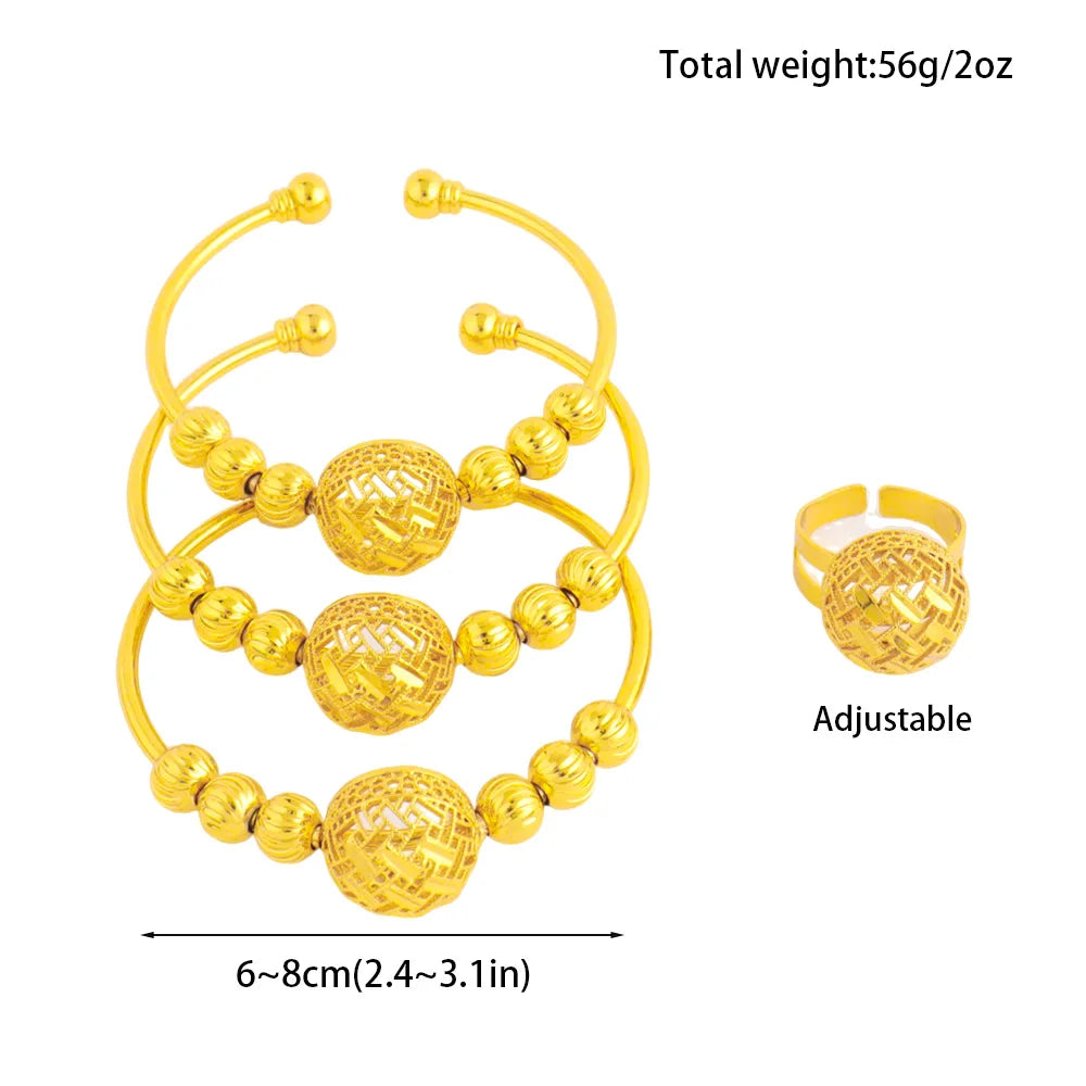 2025 New Gold Plated Stainless Steel Chain Bracelet and Ring for Women Couple Fashion Party Wedding Jewelry Gift