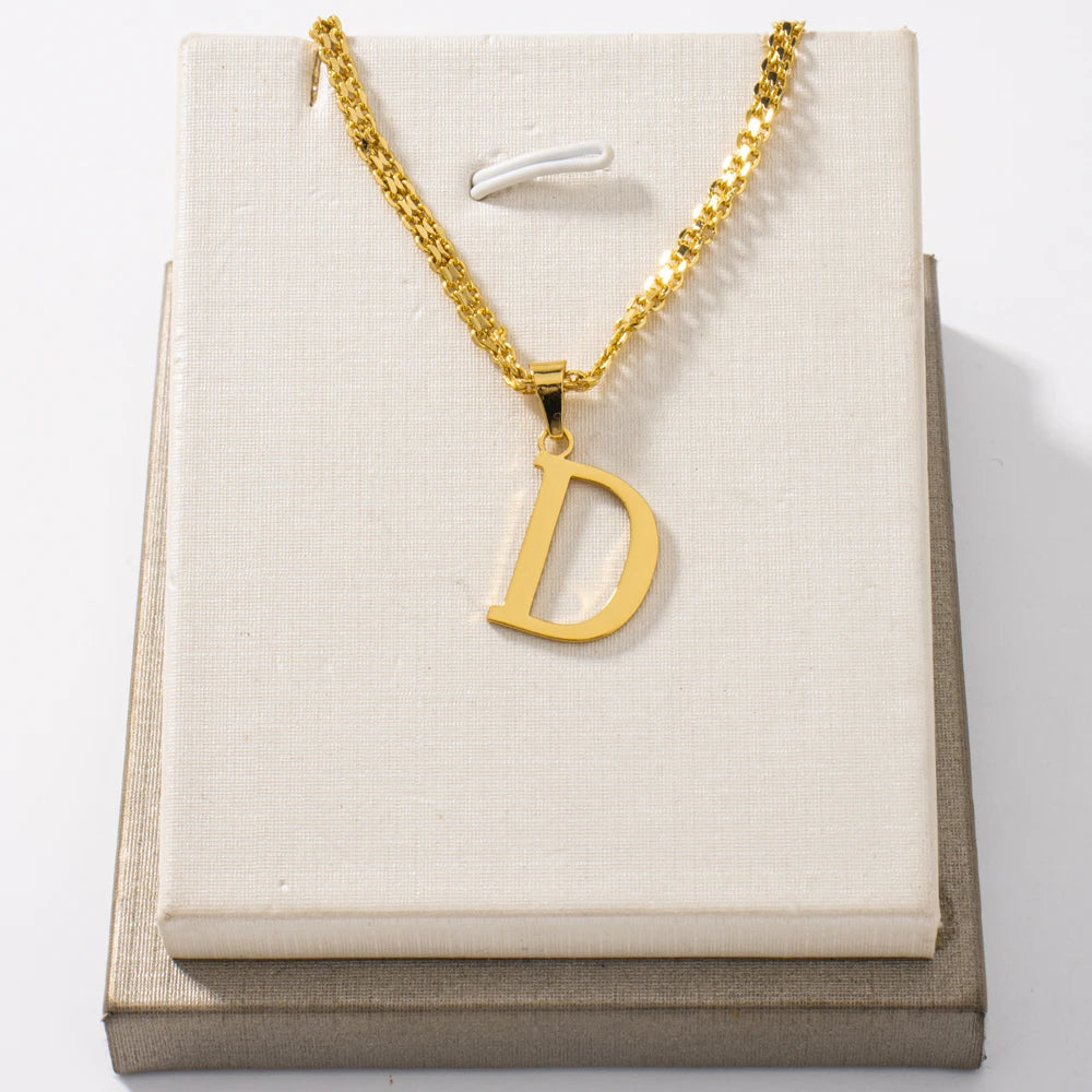 Initial Name Letter Custom Jewelry Personalized Pendant Necklace Handmade Detachable Cursive Nameplate Choker Women Men Couple