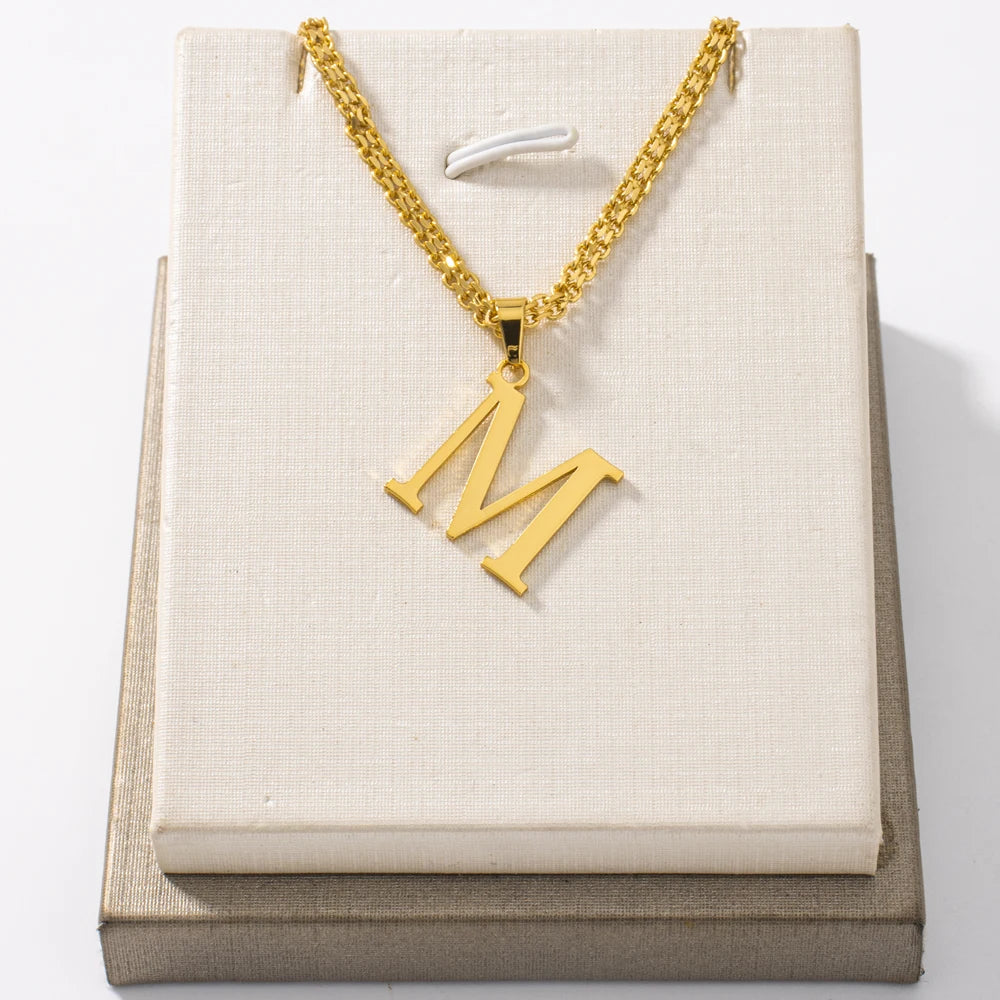 Initial Name Letter Custom Jewelry Personalized Pendant Necklace Handmade Detachable Cursive Nameplate Choker Women Men Couple