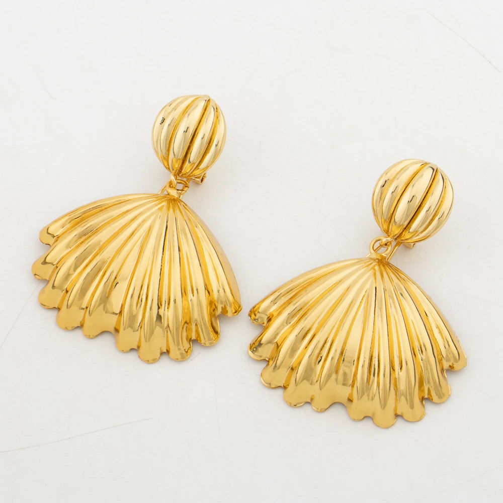 Fashion Women Gold Color Jewelry Set for Engagement Dangle Earrings and Pendant Necklace African Bangle Ring Set Jewelry Gifts