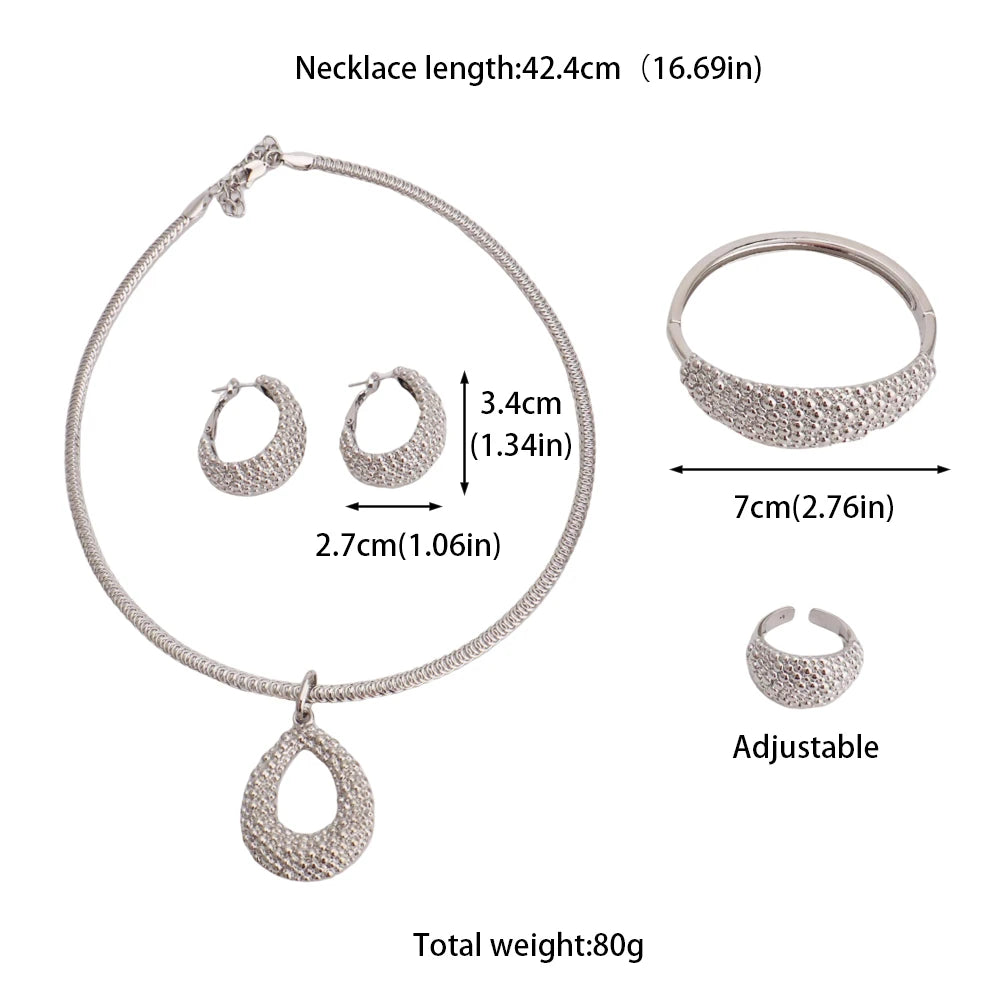 Africa Fashion Gold Plated Bangle Ring Earrings Necklace for Women Arab Multiple Beads Design Wedding Party Easter Jewelry Gift