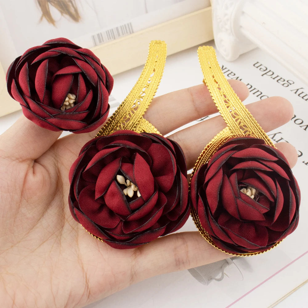 Gold Plated Romantic Wedding Women Jewelry Set of Necklace Earrings Bangle Pretty Fashion Girl Jewelry Gift for Party