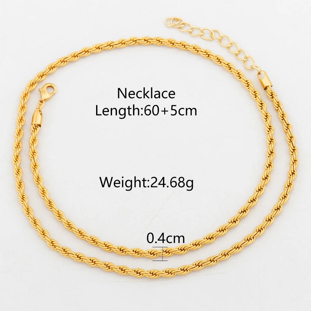 YM Twist Chains 40/60/80CM Copper Necklace 18k Gold Color Link Choker For Women Men Hip Hop Rock Charm Chain Party Jewelry Gifts