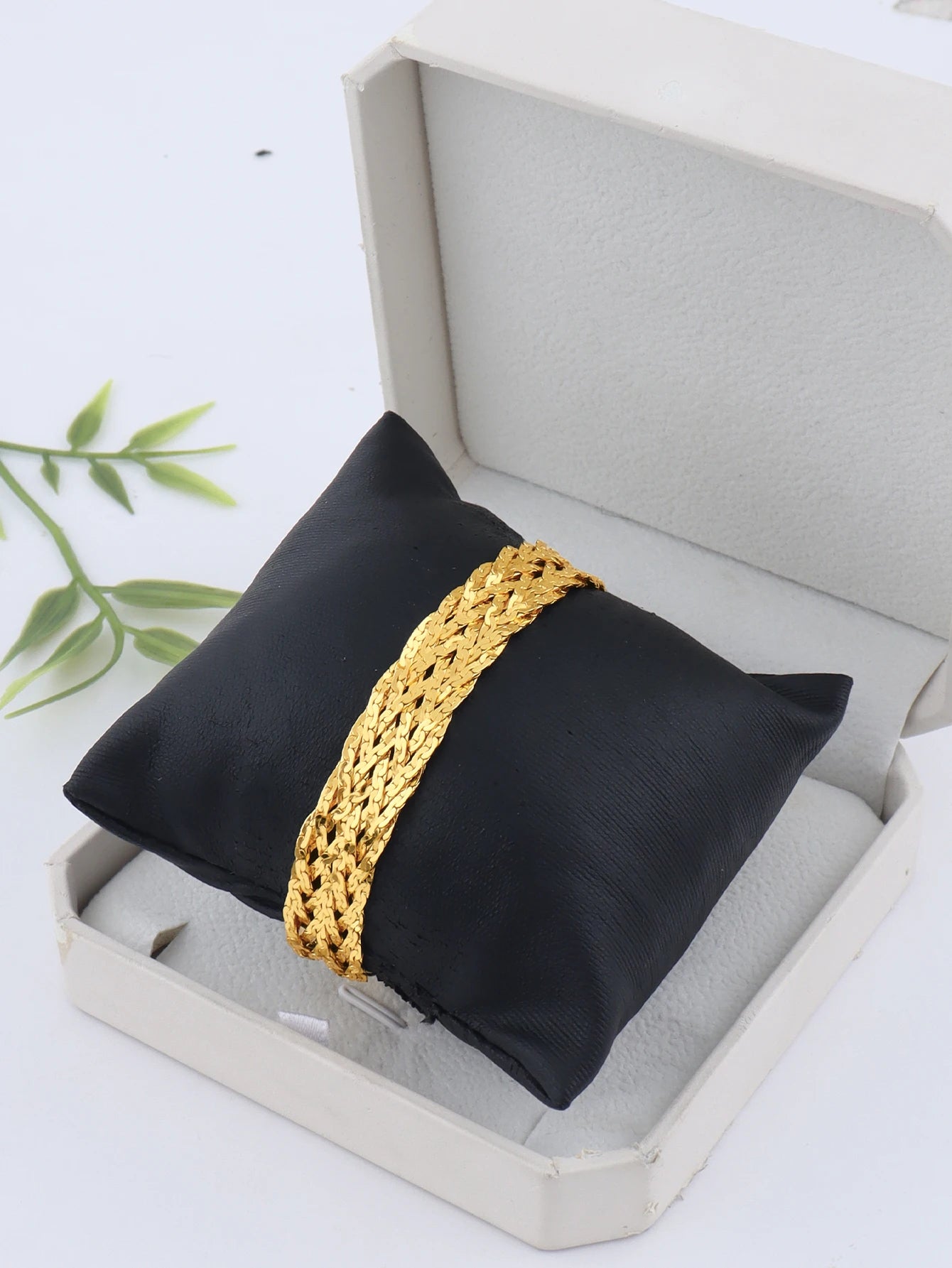 YM 10mm woven hollow chain set: 40cm necklace & bracelet, gold-tone plated, punk-luxury vibe for Dubai Africa women gift
