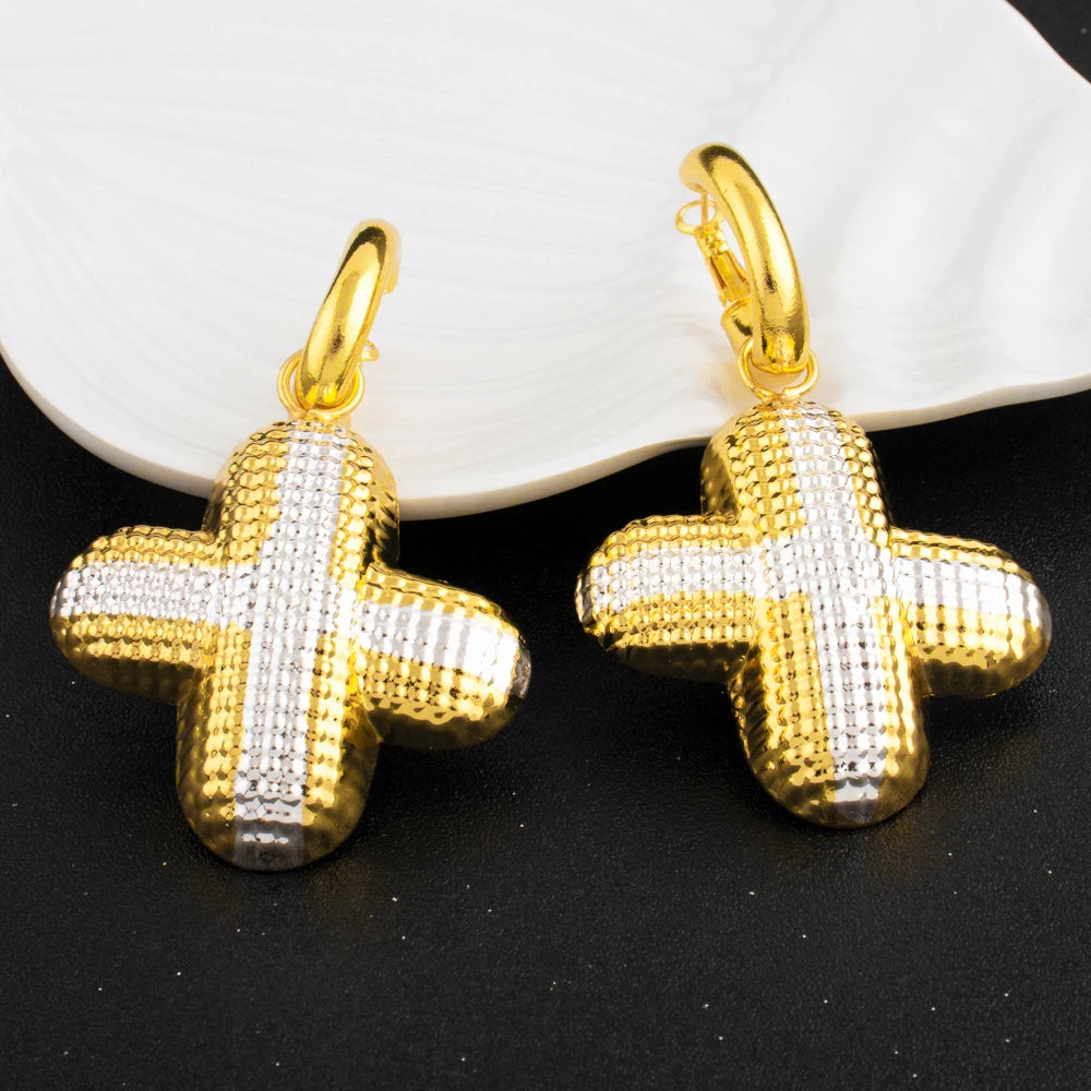Luxury and Chunky Dual Color + Shape Jewelry Set for Women Nigeria High Quality Earrings Choker Necklace Gift for Party Daily