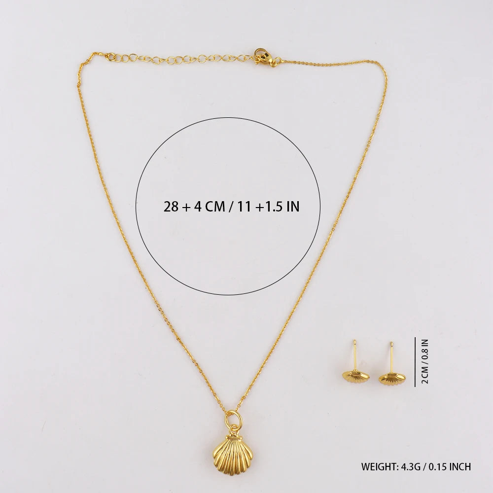 Ocean Series Gold Color Shell Earrings Necklaces For Women Girls Fashion Pendant Necklace Beach Female Summer Jewelry Accessory