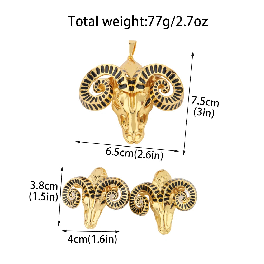 African Luxury 18k Gold Necklace Earrings Set Goat Shape Women's Dubai Noble Design Jewelry Party Nigeria Banquet Gift Jewelry