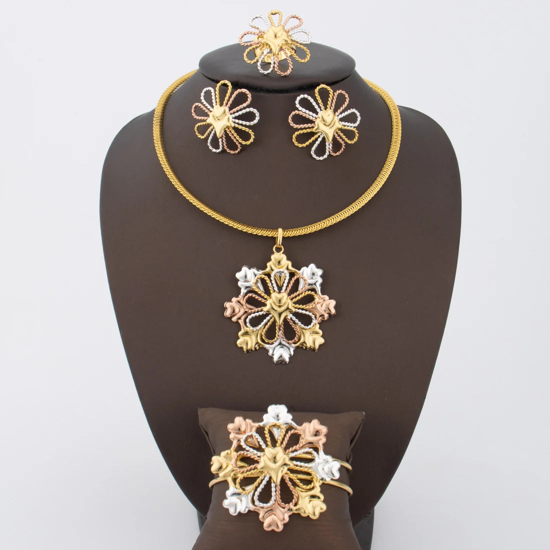 2025 Luxury-Plated Elegant Jewelry Set for Women – Necklace, Bracelet, Ring & Earrings, Noble Design Gift for Wedding