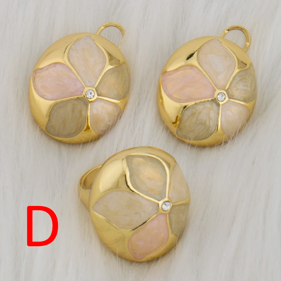 Mushroom Shape Women Earrings Ring Congo Africa Luxury Jewelry Set Advanced Gold Plated Ring Banquet Women's Day Wedding Party