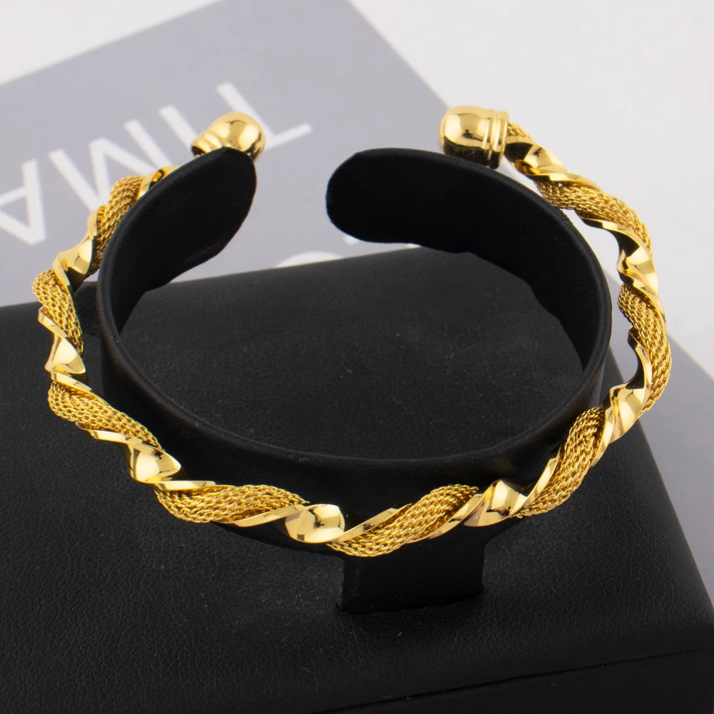Trendy Coppr Open Bangles Charms Line Bracelet For Europe and America Women Fashion Adjustment Size Jewelry For Party Wedding
