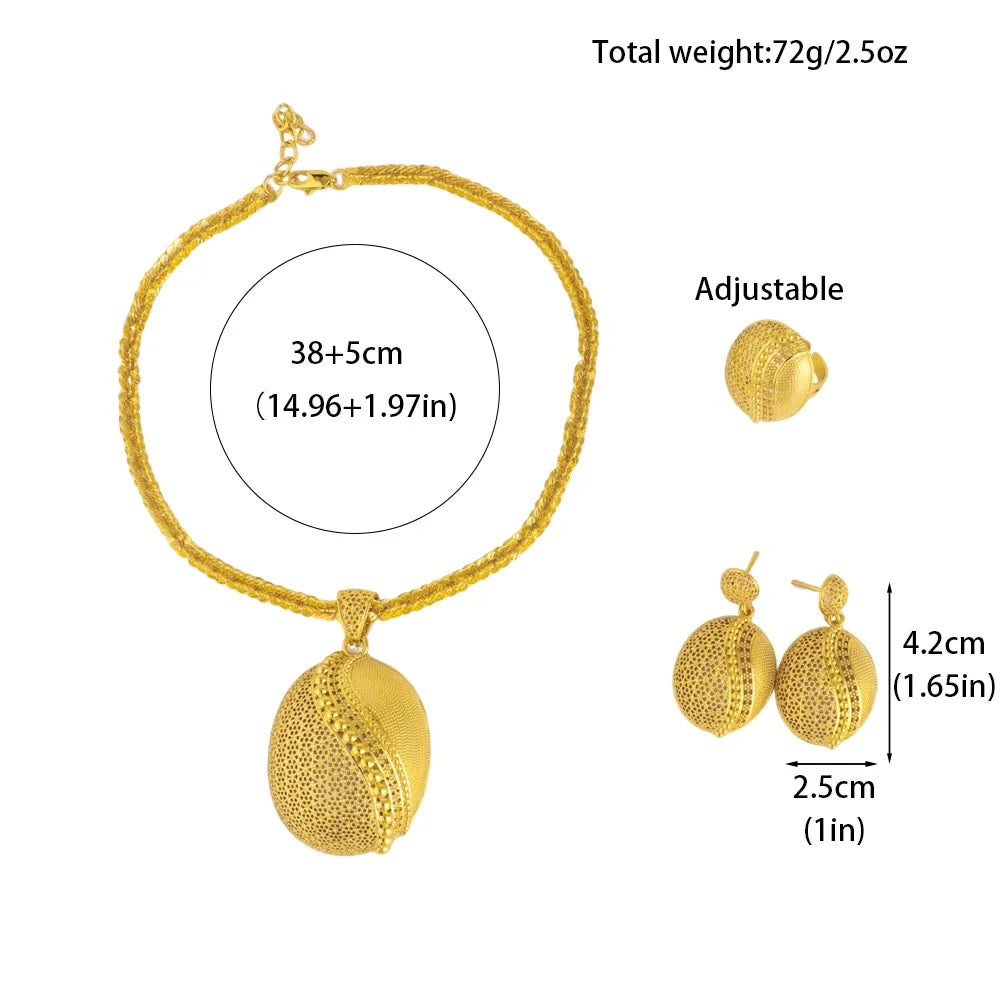 Conjunto de 3 joyas vintage de estilo etíope, colgante con forma de huevo de dragón, collar, pendientes místicos de Dubái, anillo para fiesta, regalo de Pascua.
