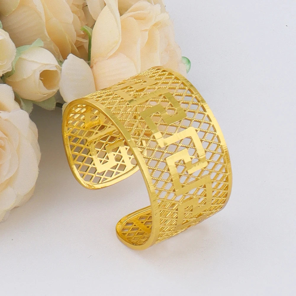 Luxury 24K Gold Plated Jewelry Set Fashion Woman Necklace Earrings Bracelet Ring set jewelry woman sets quality