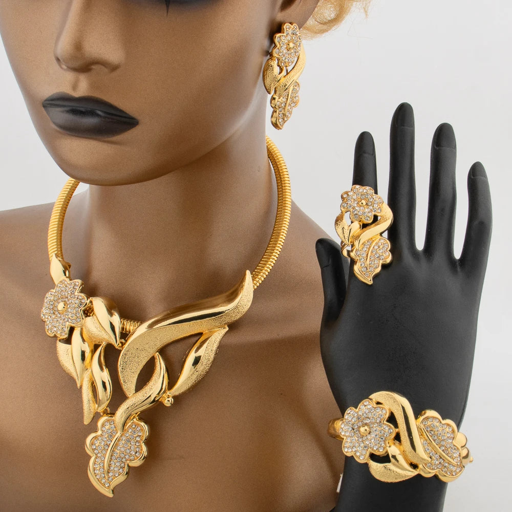 Yueming Rhinestone Luxury Bridal Jewelry Set