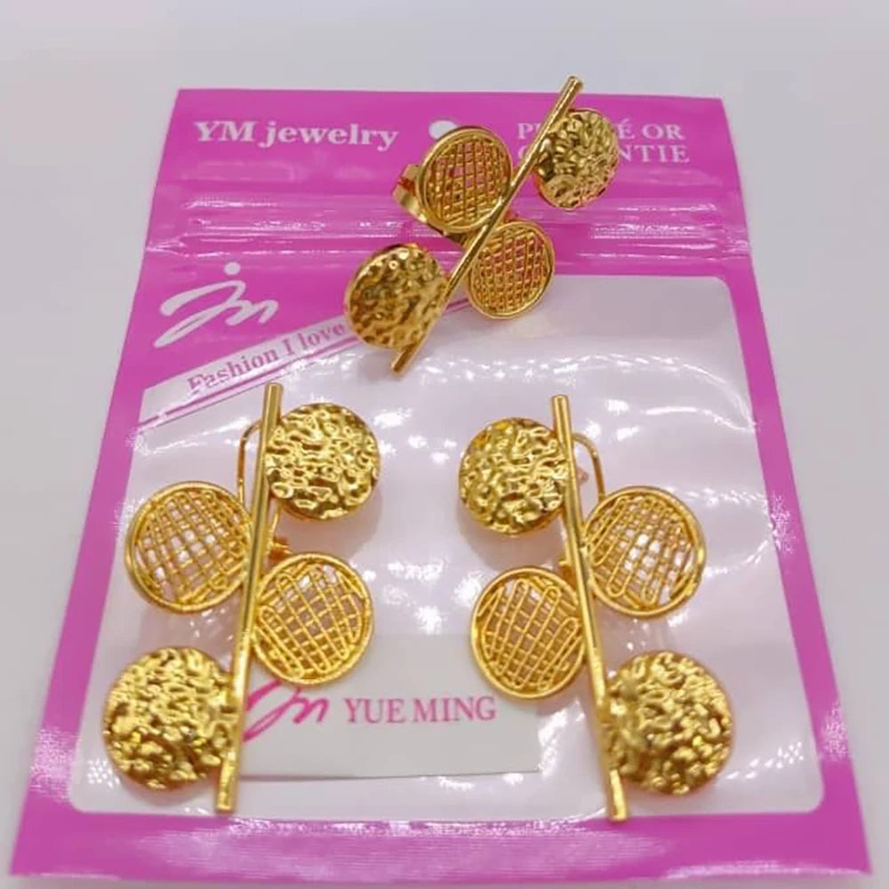 Women African 18k Gold Color earrings ring Set Leaf Design 2pcs jewelry set Dubai engagement jewelry set Wedding Gift Accessorie