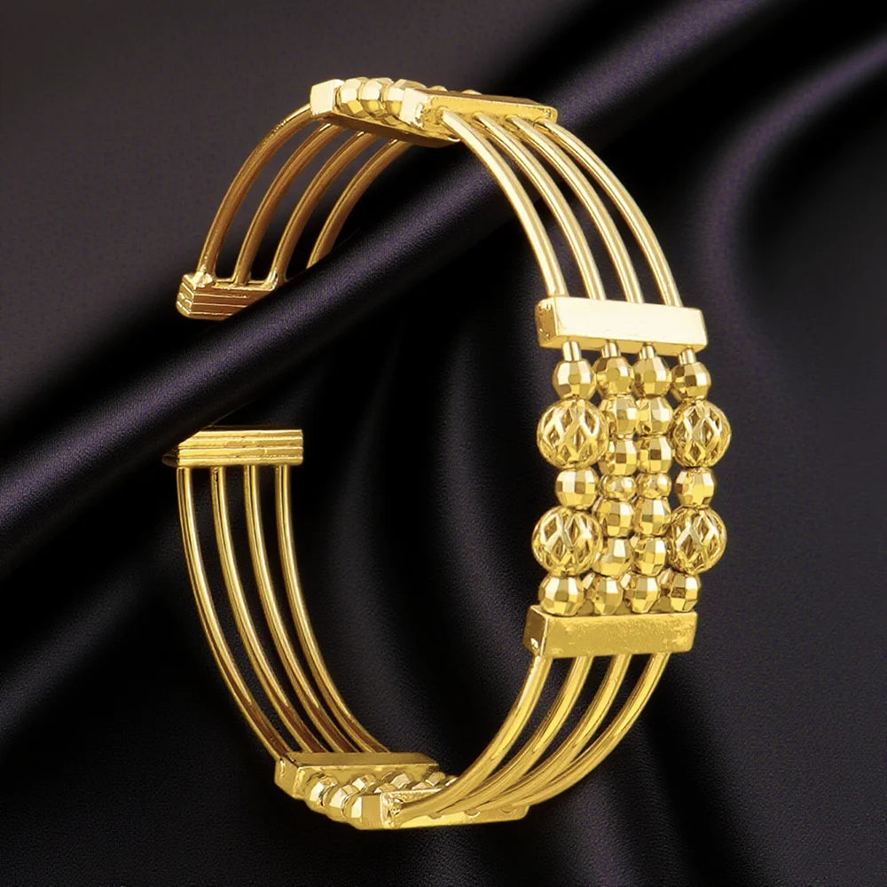 Multi Layer Gold Color Beads Bracelets Ring 18K Gold Plated Bangles Dubai Women Luxury Wedding Party Jewelry Gift