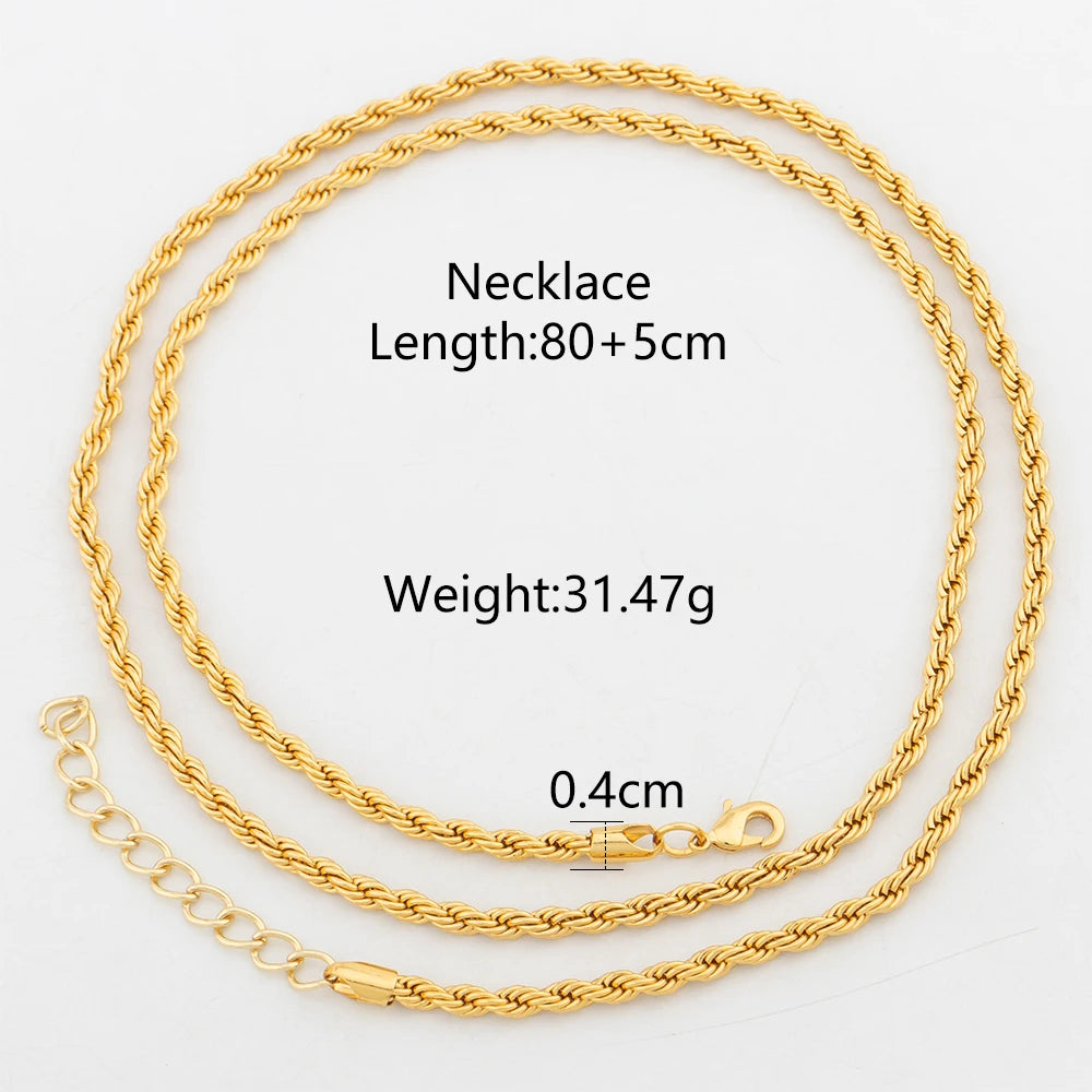 YM Twist Chains 40/60/80CM Copper Necklace 18k Gold Color Link Choker For Women Men Hip Hop Rock Charm Chain Party Jewelry Gifts