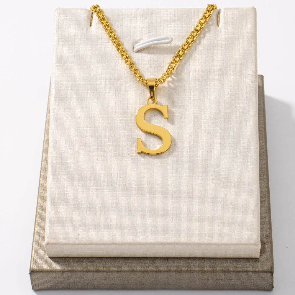 Initial Name Letter Custom Jewelry Personalized Pendant Necklace Handmade Detachable Cursive Nameplate Choker Women Men Couple