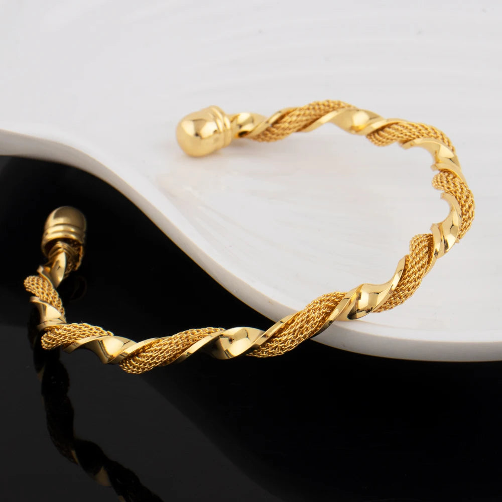 Trendy Coppr Open Bangles Charms Line Bracelet For Europe and America Women Fashion Adjustment Size Jewelry For Party Wedding