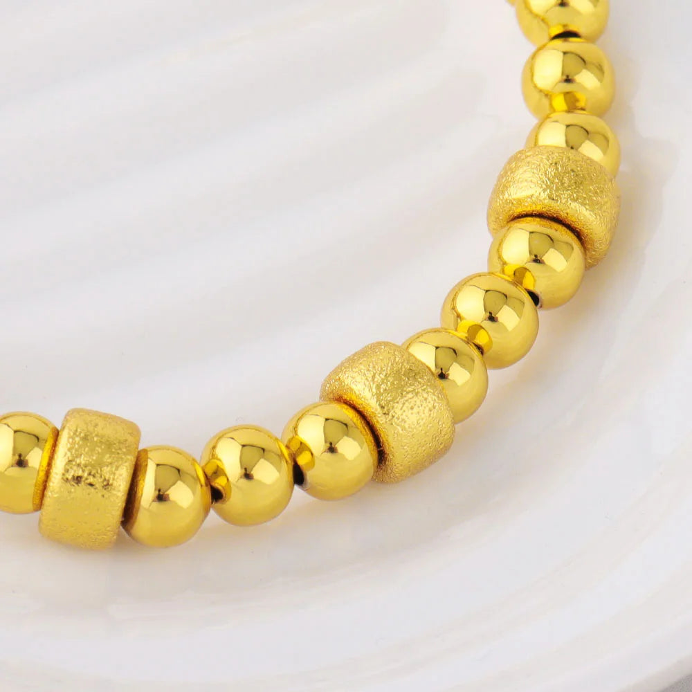 Gold Color Women Dubai Bangle Ghana Fashion Bead Chain Bracelet Waterproof Jewelry Noble Female Accessories Party Easter Gift