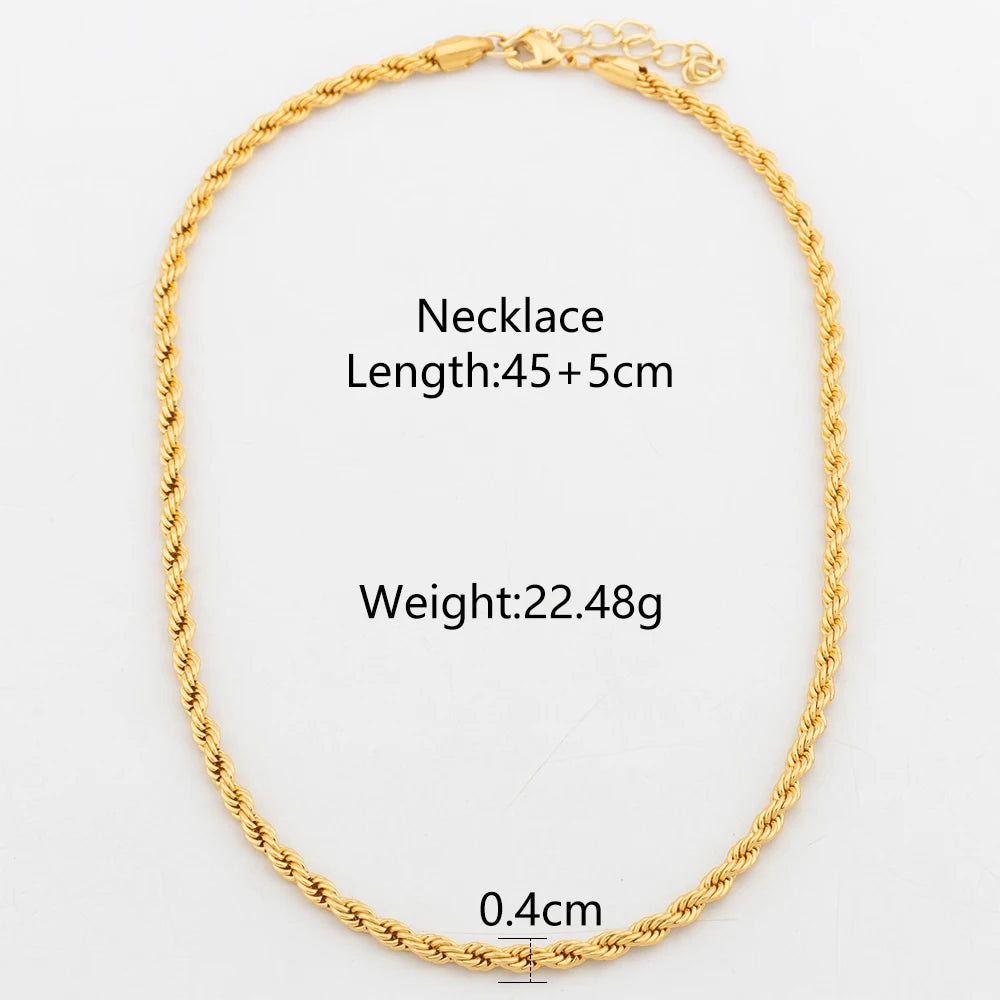 YM Twist Chains 40/60/80CM Copper Necklace 18k Gold Color Link Choker For Women Men Hip Hop Rock Charm Chain Party Jewelry Gifts