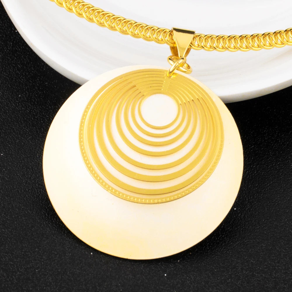 Dubai Jewelry Set For Women Gold Color Nigeria Luxury Necklace Earring Set Jewelry For Wedding Party Graduation Gift Trending