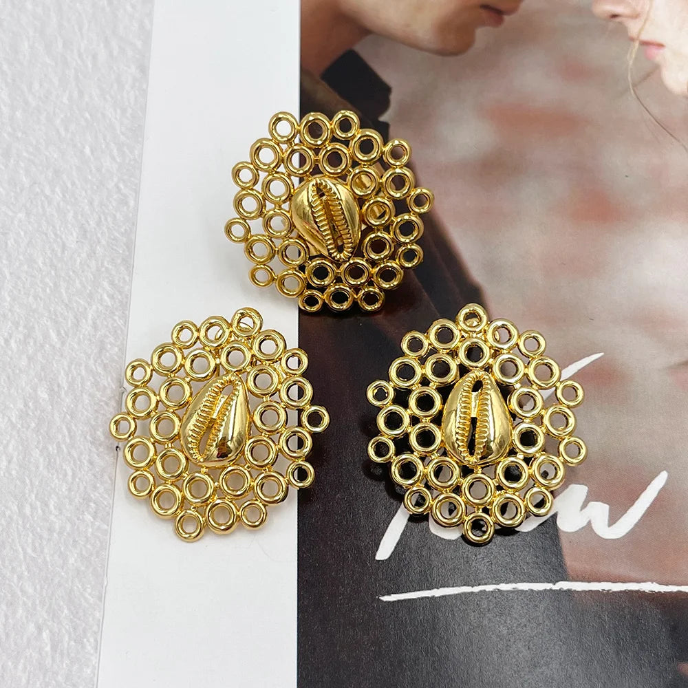 Earrings with Ring Jewelry Set for Party Ethiopian Women Clip Earrings Cocktail Ring 2Pcs Set for Engagement Jewelry Accessories