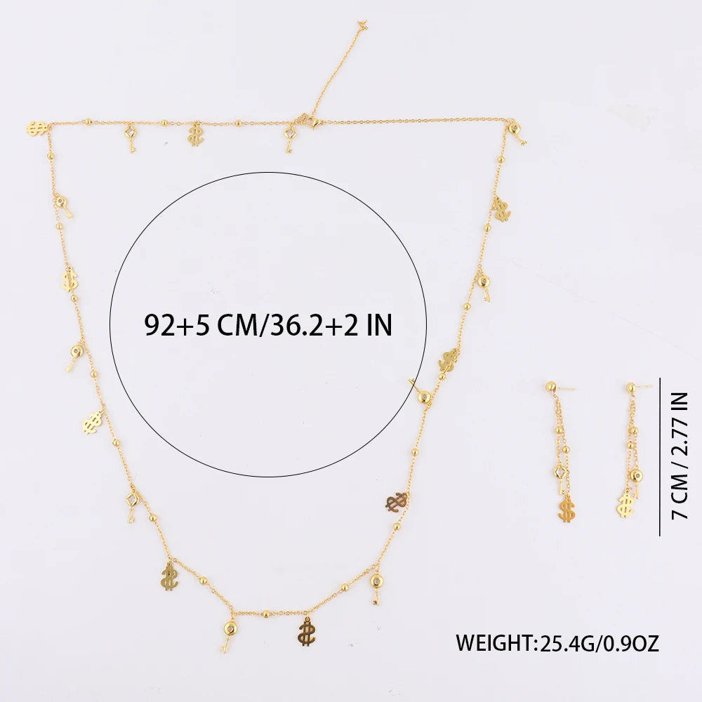 Bohemian earring and necklace jewellery set for woman Dollar style Tassel Earrings Necklace Beach Jewelry Vacation Gift