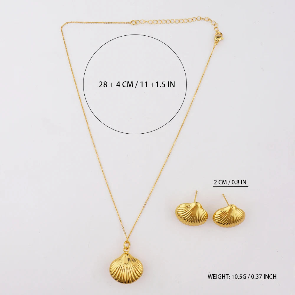 Ocean Series Gold Color Shell Earrings Necklaces For Women Girls Fashion Pendant Necklace Beach Female Summer Jewelry Accessory