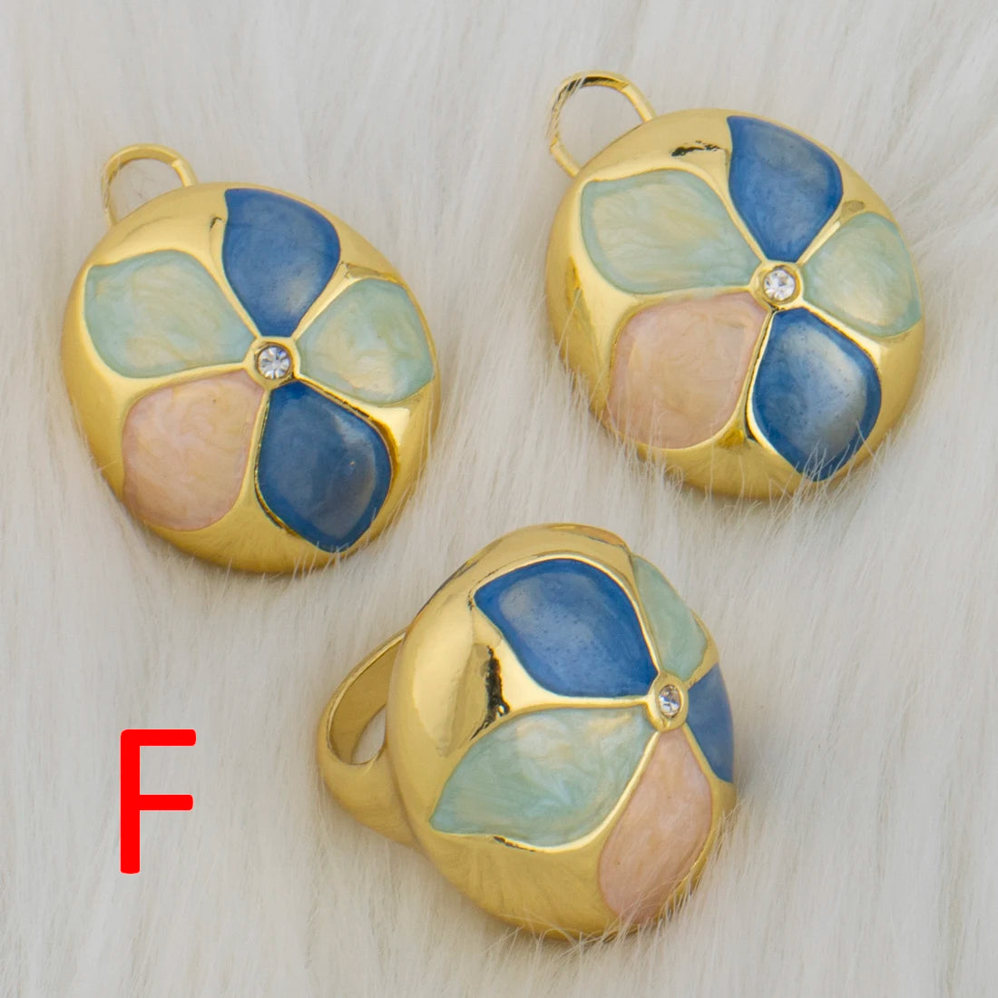 Mushroom Shape Women Earrings Ring Congo Africa Luxury Jewelry Set Advanced Gold Plated Ring Banquet Women's Day Wedding Party