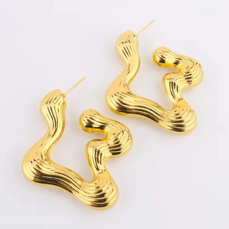 Wave Earrings & Necklace Set for African Women, Luxury Gift for Wedding Valentine Party, Elegant Jewelry Women Set