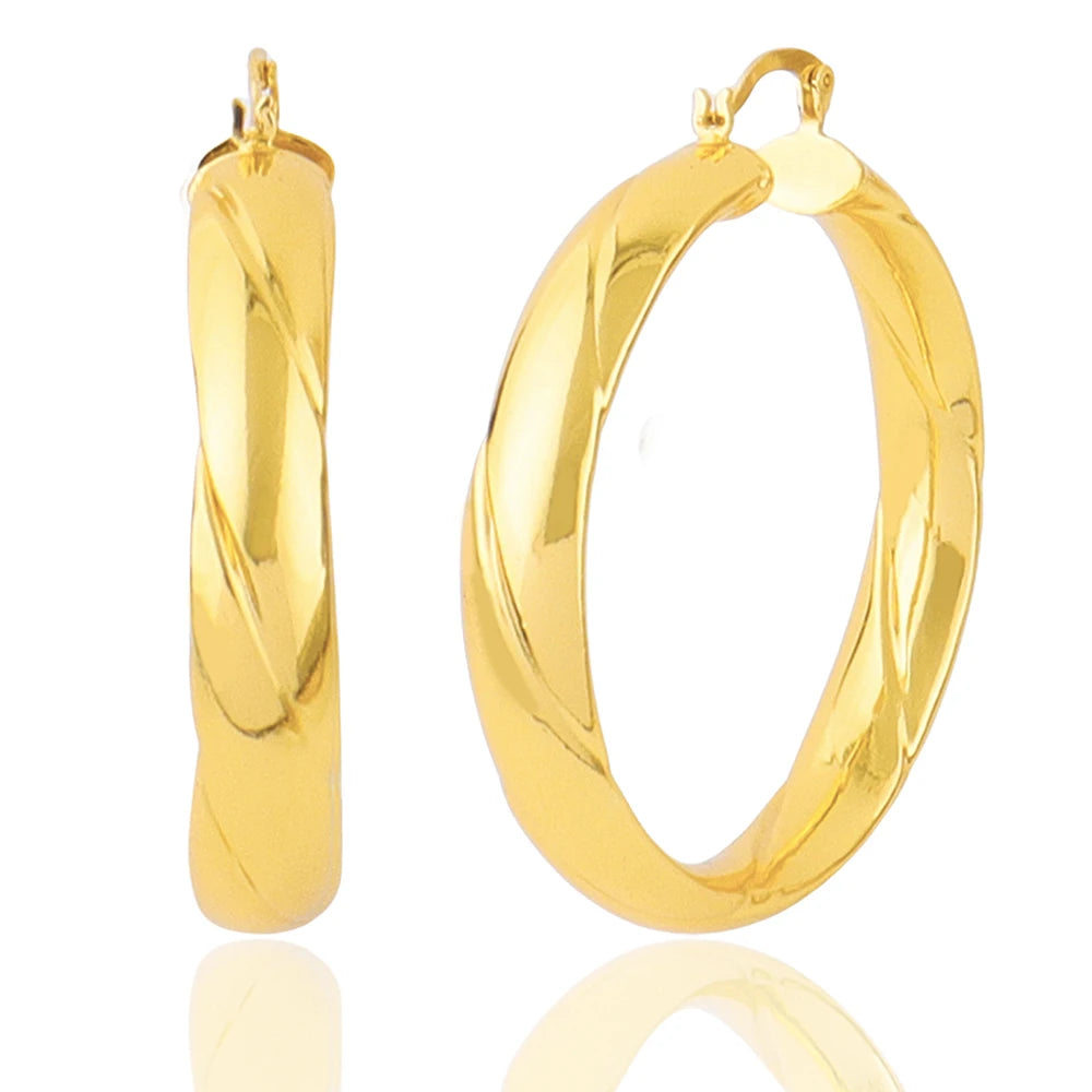Fashion Glossy Stainless Steel Chunky Hoop Earrings 18K Gold Plated Geometric Circle Earring Vintage Wedding Party Jewelry