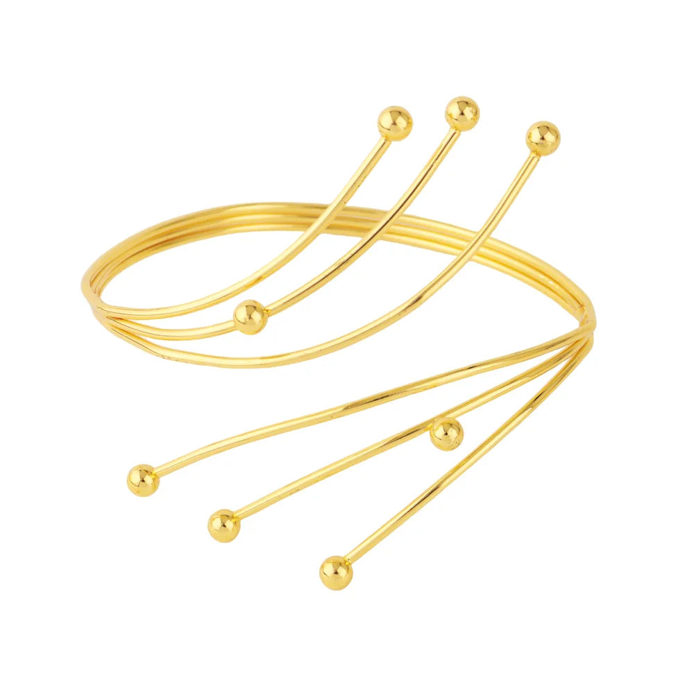 Ethiopia Gold Color Spiral Upper Arm Bangle Arab Women Costume Accessory New Senior Armlet Jewelry Gift For Party Easter Wedding