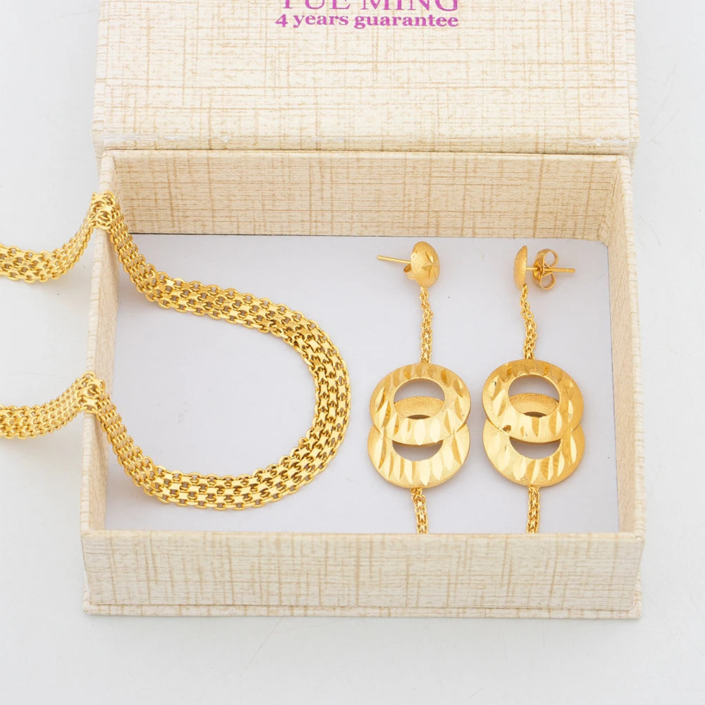 Plated African Wedding Jewelry Set – Fashion Earrings Necklace for Women, Party Gifts jewellery woman earring set