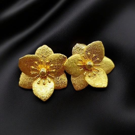 Stainless Steel Jewelry Set 24K Gold Plated Earrings French Vintage Flower Earrings For Women Jewelry Gifts New Popular