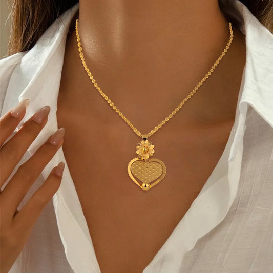 Good Luck & fortune Round Gourd Pendant Set For Women Necklace Earring Nigerian Gold Plated Jewellery Dubai Wedding Bridal Gift