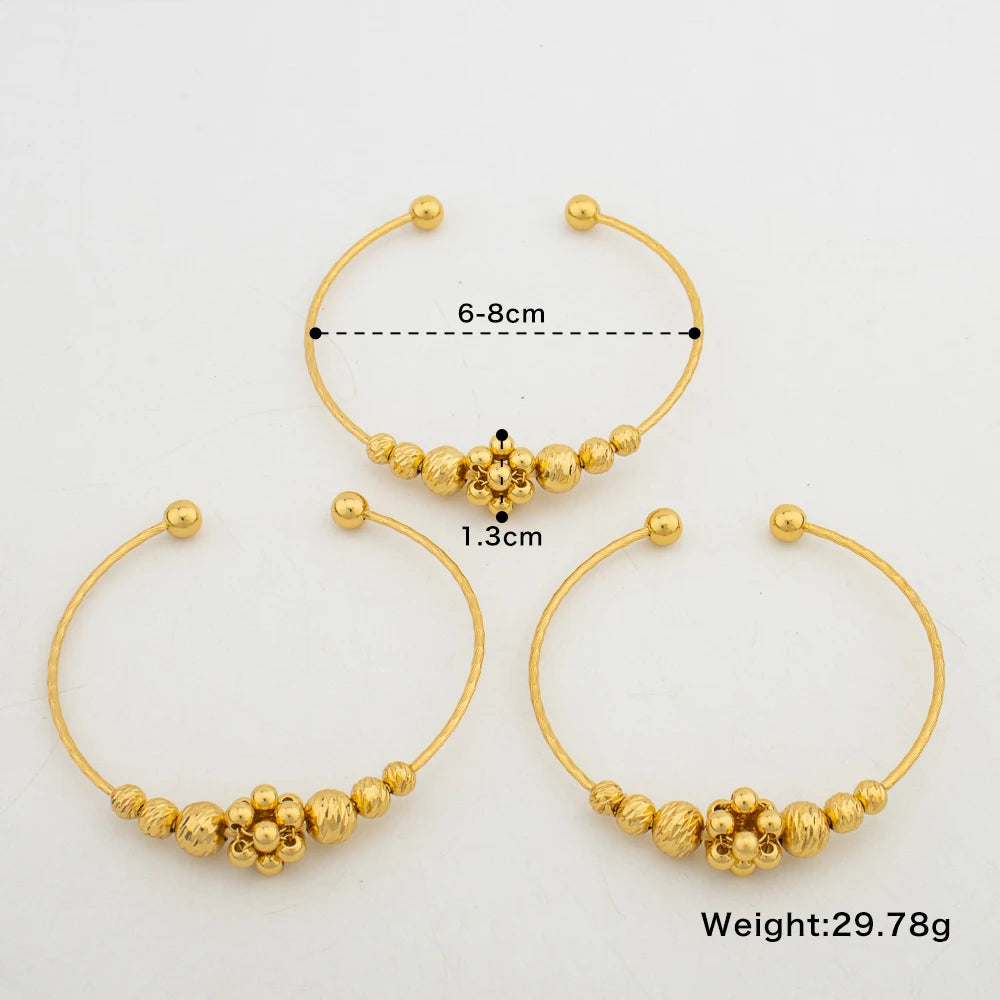 3pcs Round Beads Cuff Bangles Vintage Fashion Simplicity Temperament Jewelry Charm Bracelet for Women Banquet Anniversary Gifts