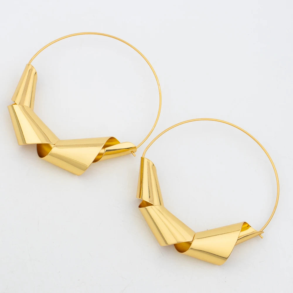 Luxury Gold Plated Dubai Jewelry Set For Women African Copper Twist Bold Design Earrings Necklace Bracelet Quality Jewelry Gift