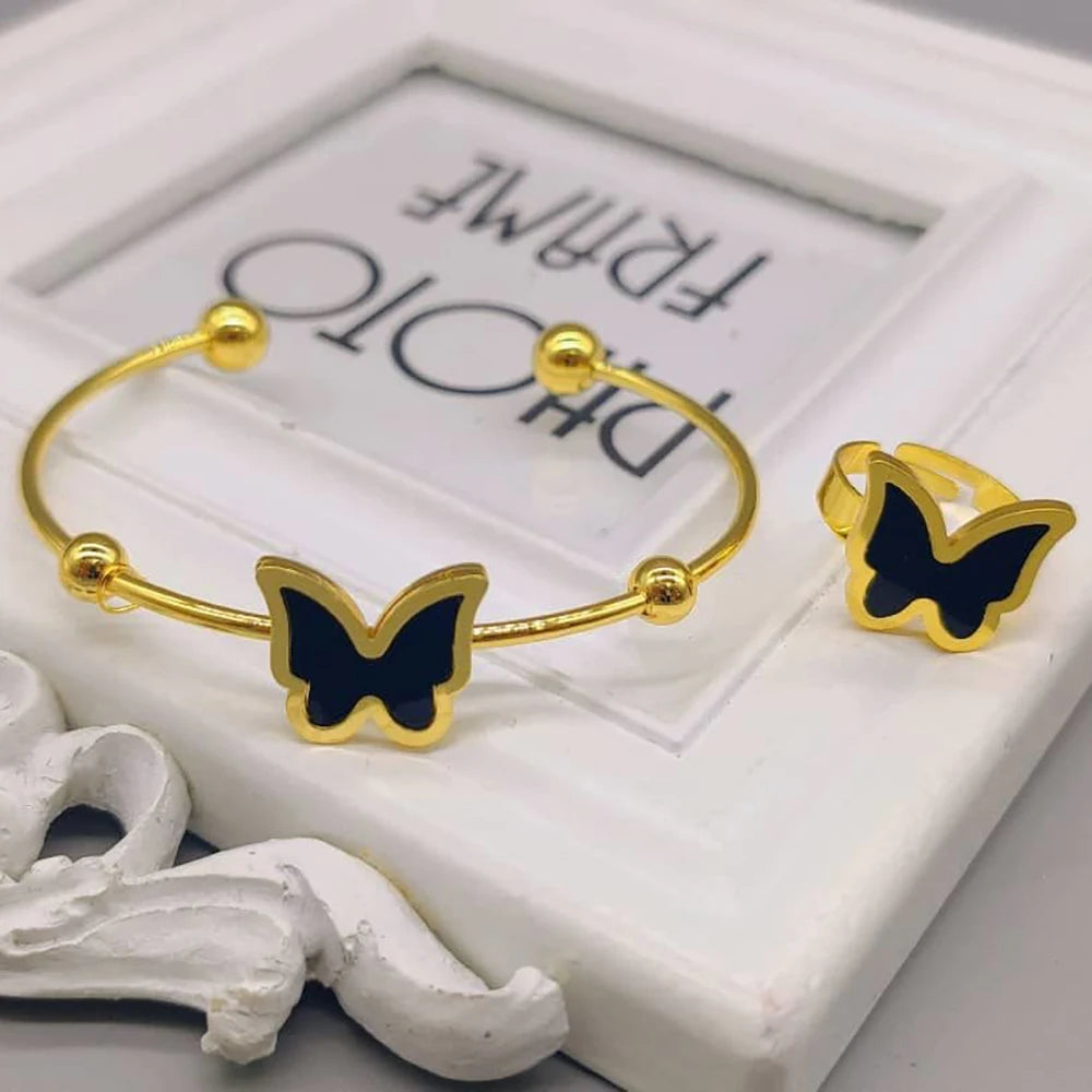 18k Gold Color Stainless Steel Bracelets Rings Adjustable Jewelry on Hand Couple Fashion Bangles Jewellery Accessories Gift