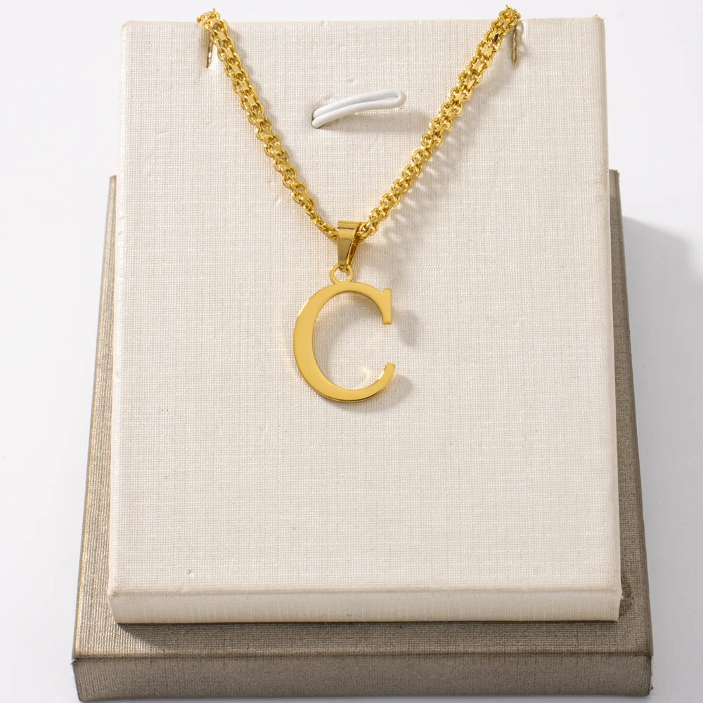 Initial Name Letter Custom Jewelry Personalized Pendant Necklace Handmade Detachable Cursive Nameplate Choker Women Men Couple