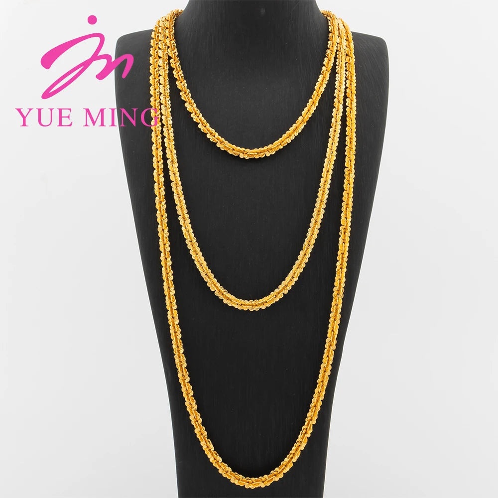 YM Twist Chains 40/60/80CM Copper Necklace 18k Gold Color Link Choker For Women Men Hip Hop Rock Charm Chain Party Jewelry Gifts