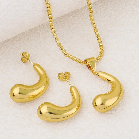 Hot Sale Indian Flower Bridal Jewelry Set Stainless Steel Necklace Stud Earrings Women Wedding Party Gift