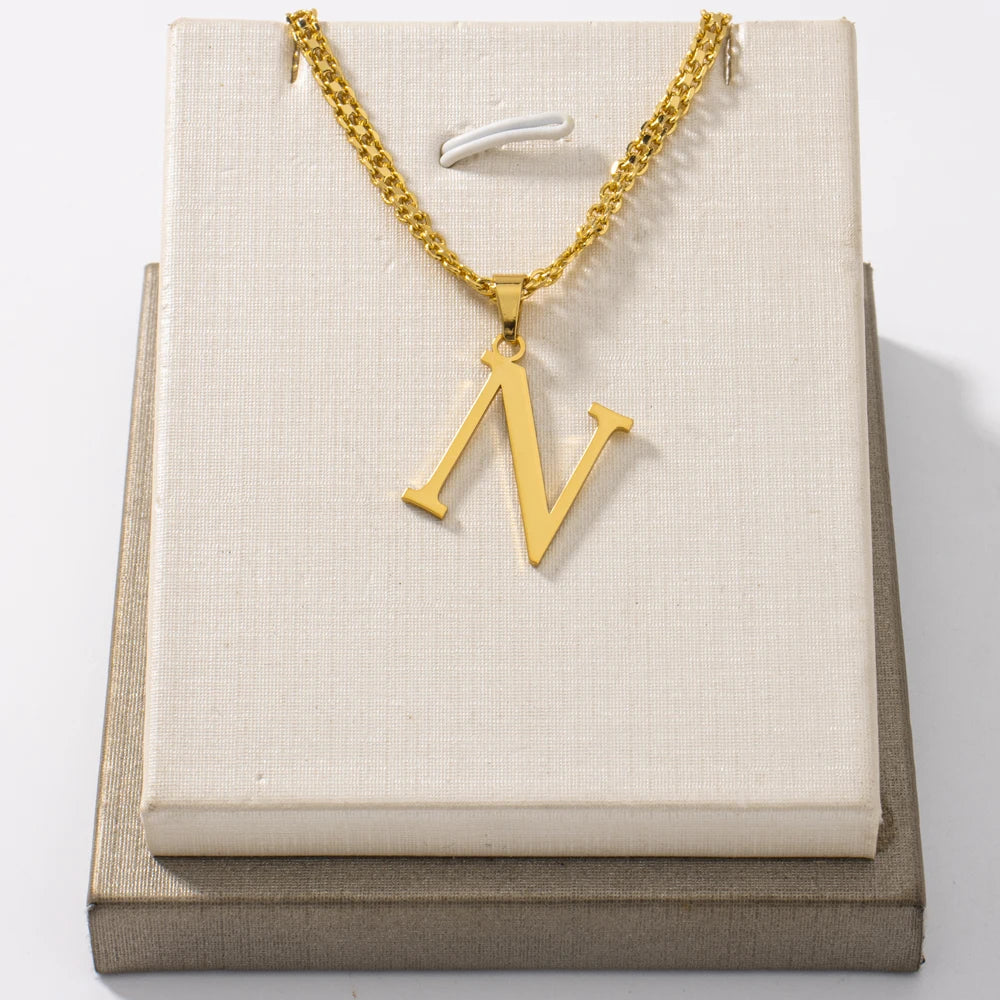 Initial Name Letter Custom Jewelry Personalized Pendant Necklace Handmade Detachable Cursive Nameplate Choker Women Men Couple