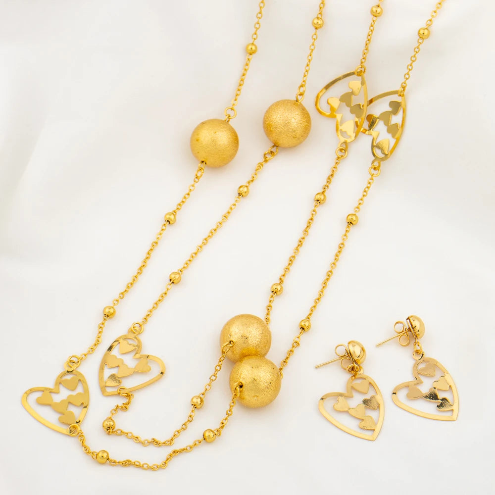 Gold Plated Long Chain for Women Fashion Necklace Copper Round Bead Geometry Pendant Party Wedding Waist Chain Jewelry Accessory
