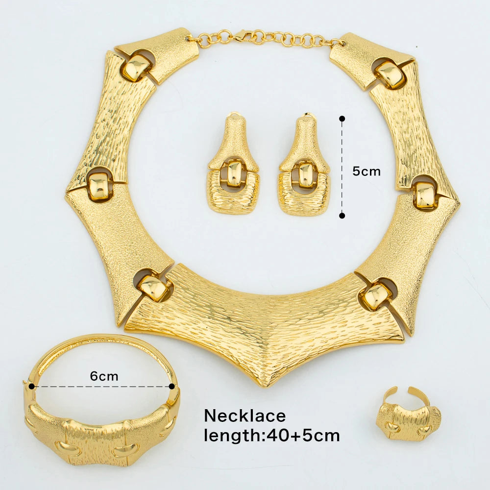 YM Jewelry Fashion Woman Necklace Jewelry Set 18k Gold Plated Pendant Wedding Party Earring Ring Bangle Wedding Jewelry Accessor