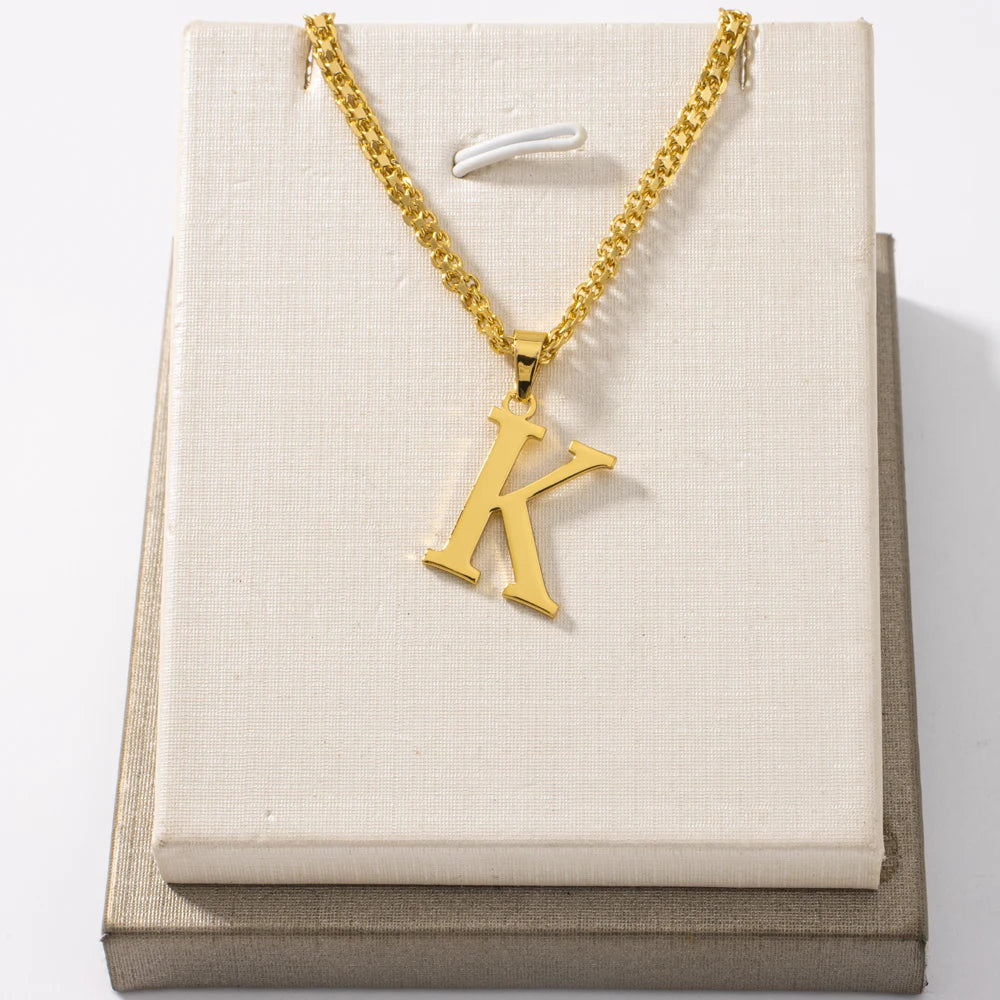 Initial Name Letter Custom Jewelry Personalized Pendant Necklace Handmade Detachable Cursive Nameplate Choker Women Men Couple