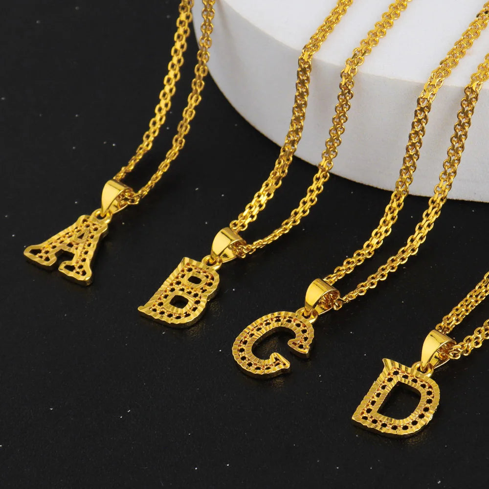 Fashion English Letter Necklace for Women Men Couple Gold Plated Stainless steel Alphabet Pendant Jewelry Gift for Party
