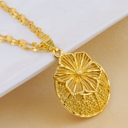 Fashion Gold Color Jewelry for Women Necklace Earrings Rings Set For Women Daily Wear Party Anniversary Gifts
