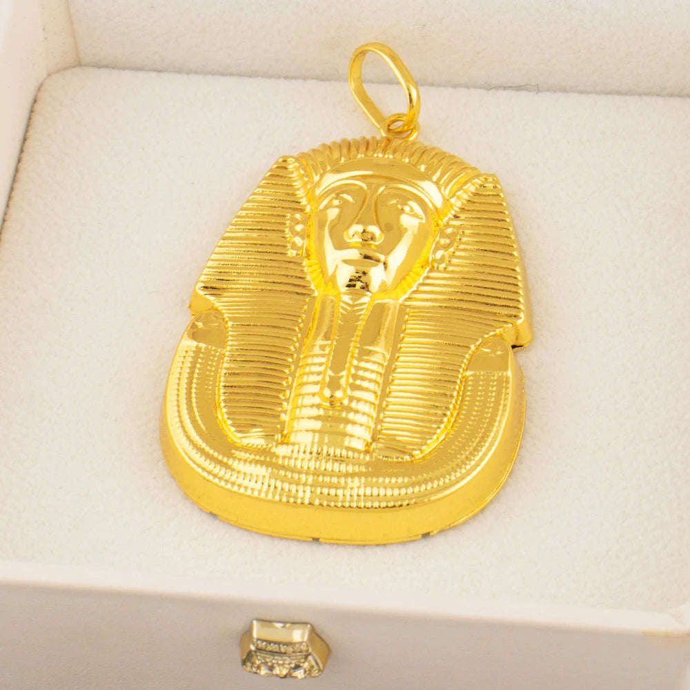 Nigeria Gold Plated Pendants for Necklace Women Men Fashion Gold Color Egypt Pharaoh's portrait Pendant Jewelry Making for Party