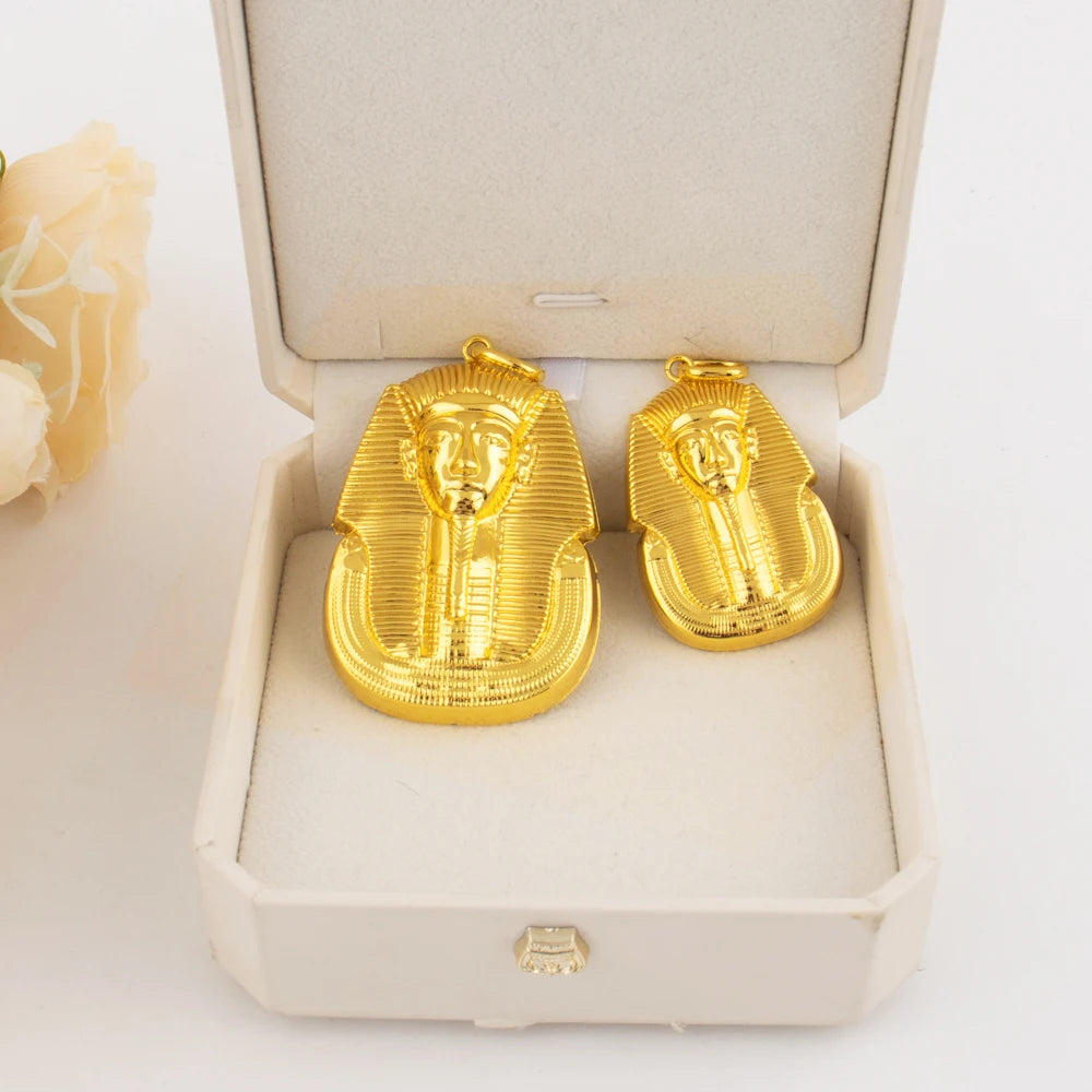 Nigeria Gold Plated Pendants for Necklace Women Men Fashion Gold Color Egypt Pharaoh's portrait Pendant Jewelry Making for Party